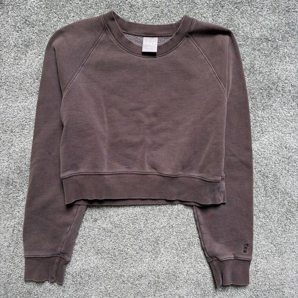 TNA Sweatfleece Cozy Fleece Crewneck Womens Medium Cropped Pullover Perfect Fit